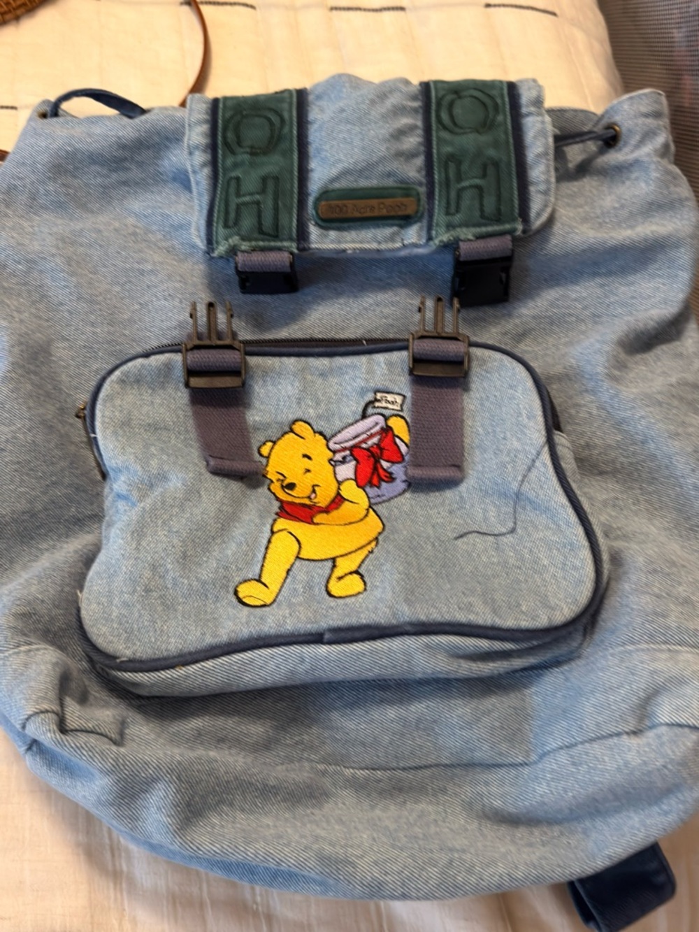 Winnie the Pooh Denim Backpack with Front Pouch